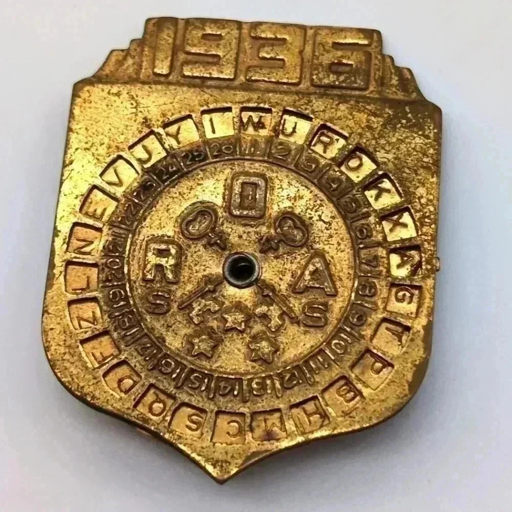 1936 Orphan Annie Secret Decoder Badge Pin Ovaltine Premium Radio